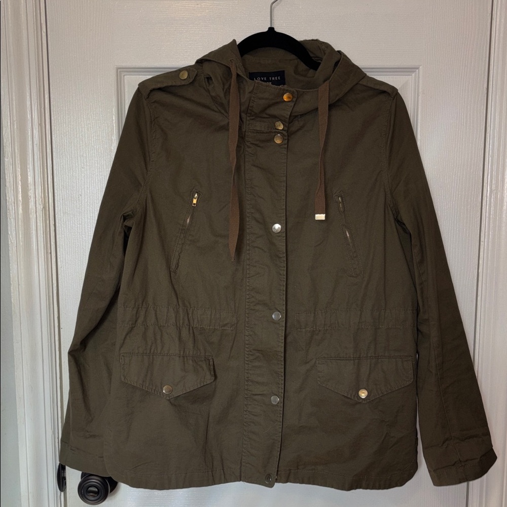 Love Tree Olive Green Hooded Jacket